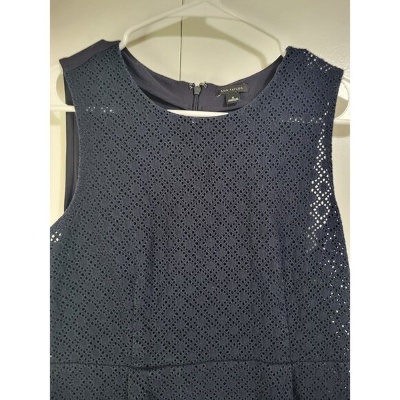Ann Taylor Tops - Ann Taylor Navy Blue Eyelet Fit and Flare Top Blouse Womens SZ S